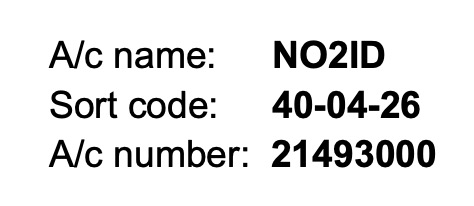 NO2ID bank account details
